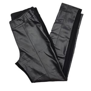 Lola & Sophie Black Faux Leather and Ponte Knit High Rise Skinny Pants - Size M